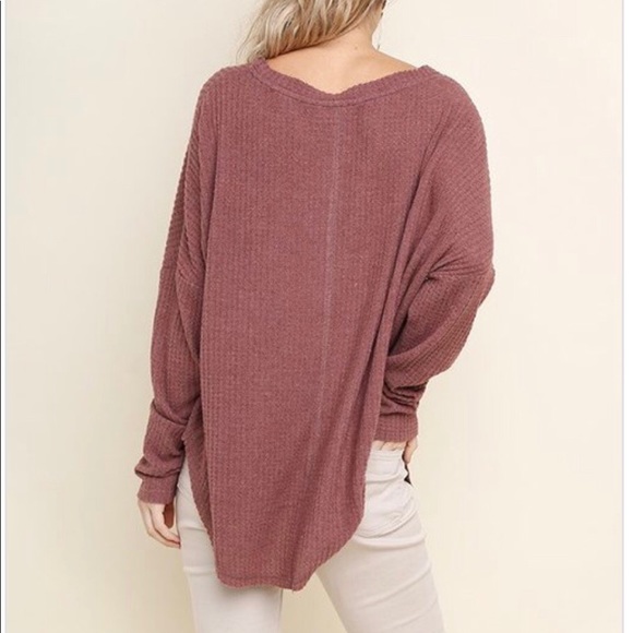 Last 2• Mauve Waffle Top - Picture 3 of 6